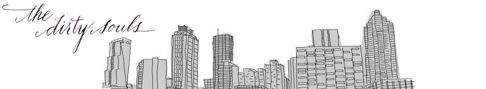 The Dirty Souls — hand-drawn script over a sketched Atlanta skyline